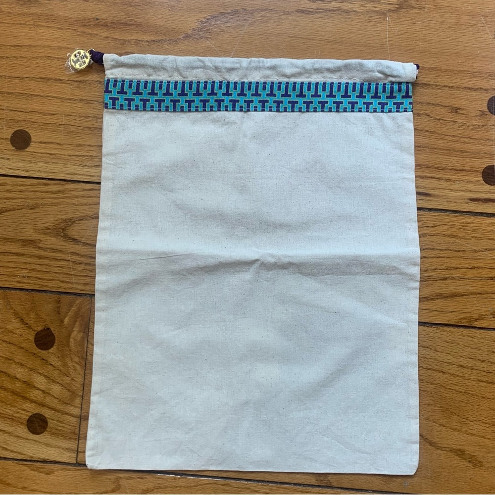 Tory Burch Authentic Cotton Canvas Duster Dustbag Medium Natural Cream Color